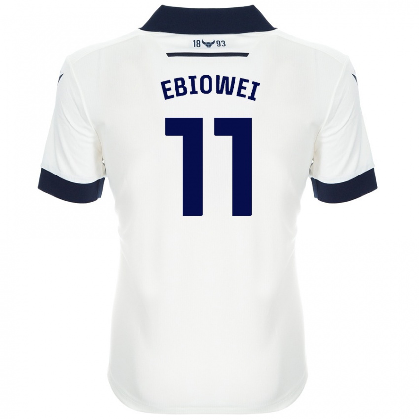 Bambino Maglia Malcolm Ebiowei #11 Bianco Blu Navy Kit Gara Away 2024/25 Maglietta