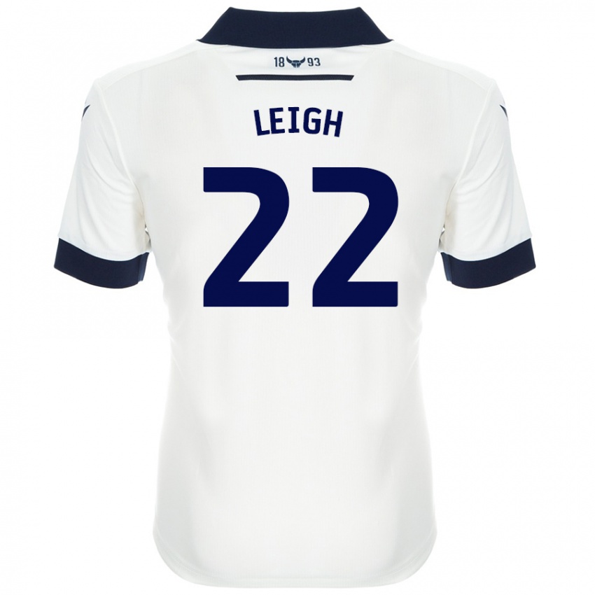 Bambino Maglia Greg Leigh #22 Bianco Blu Navy Kit Gara Away 2024/25 Maglietta