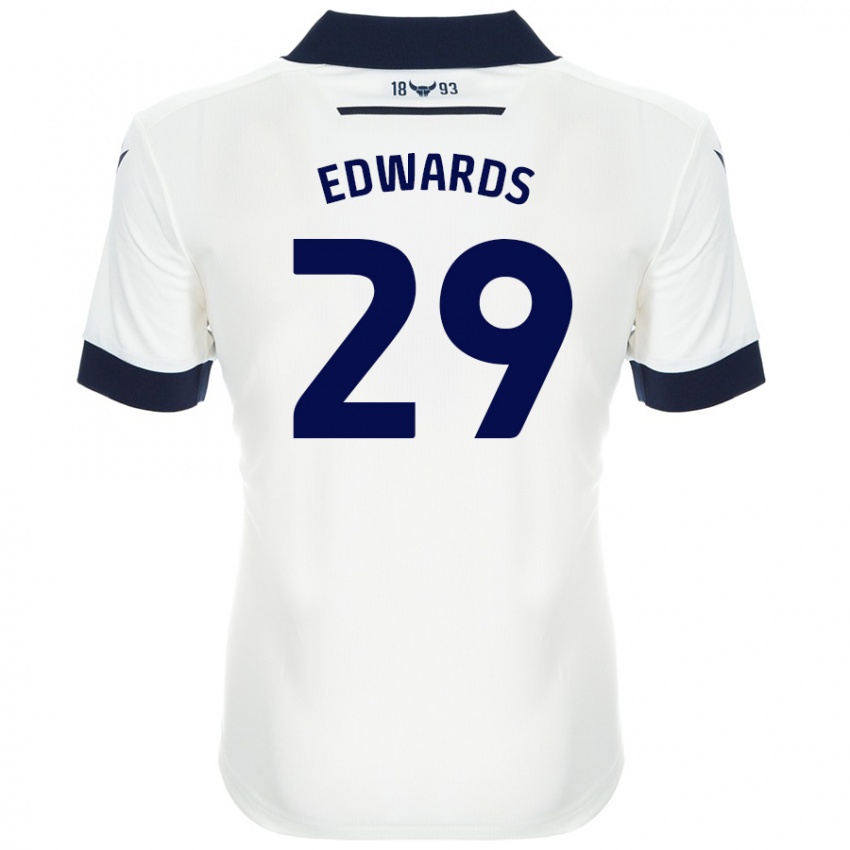 Bambino Maglia Kyle Edwards #29 Bianco Blu Navy Kit Gara Away 2024/25 Maglietta