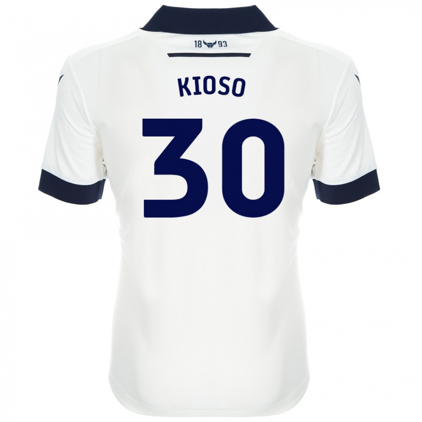 Bambino Maglia Peter Kioso #30 Bianco Blu Navy Kit Gara Away 2024/25 Maglietta