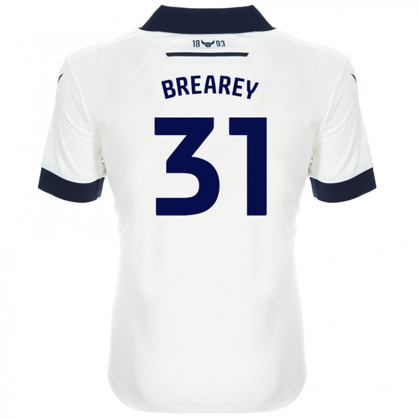 Bambino Maglia Eddie Brearey #31 Bianco Blu Navy Kit Gara Away 2024/25 Maglietta