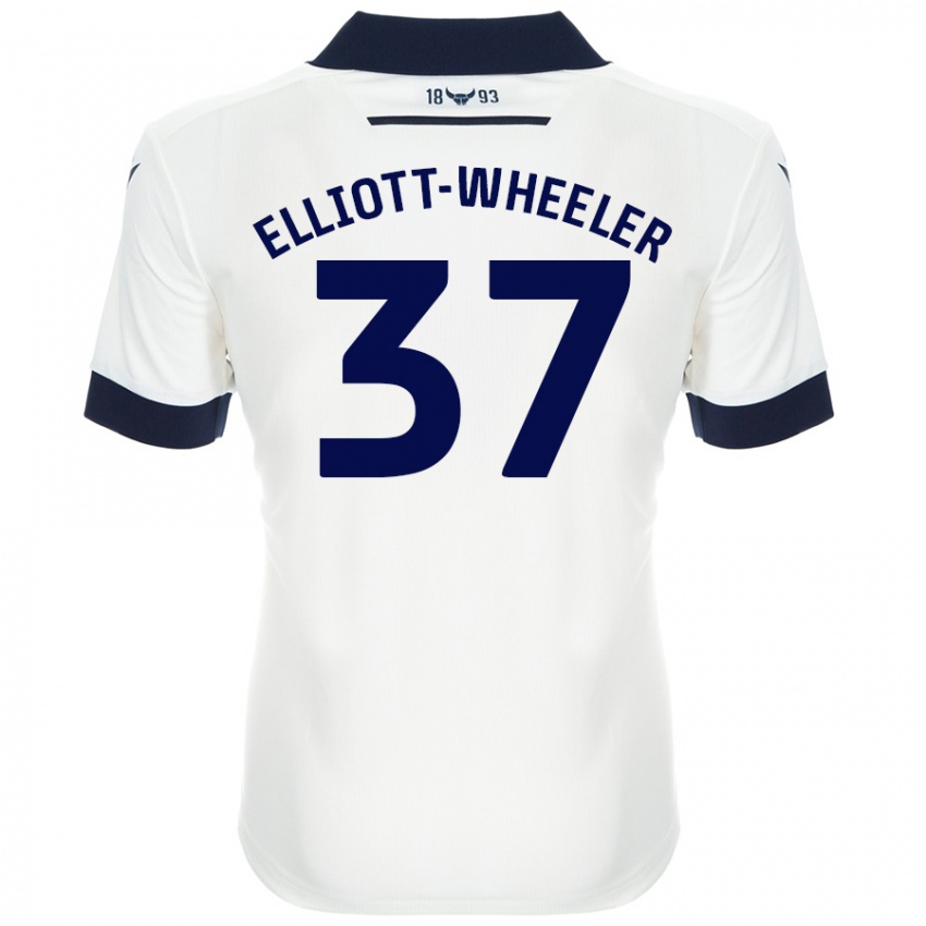 Bambino Maglia Aidan Elliott-Wheeler #37 Bianco Blu Navy Kit Gara Away 2024/25 Maglietta