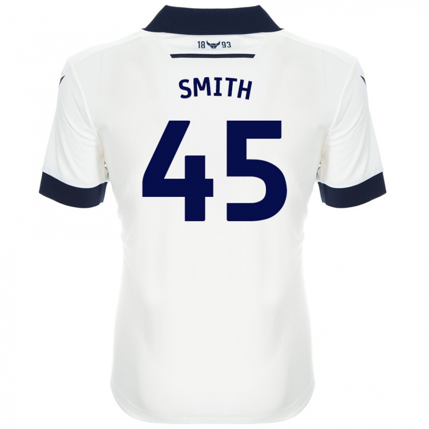 Bambino Maglia Max Smith #45 Bianco Blu Navy Kit Gara Away 2024/25 Maglietta