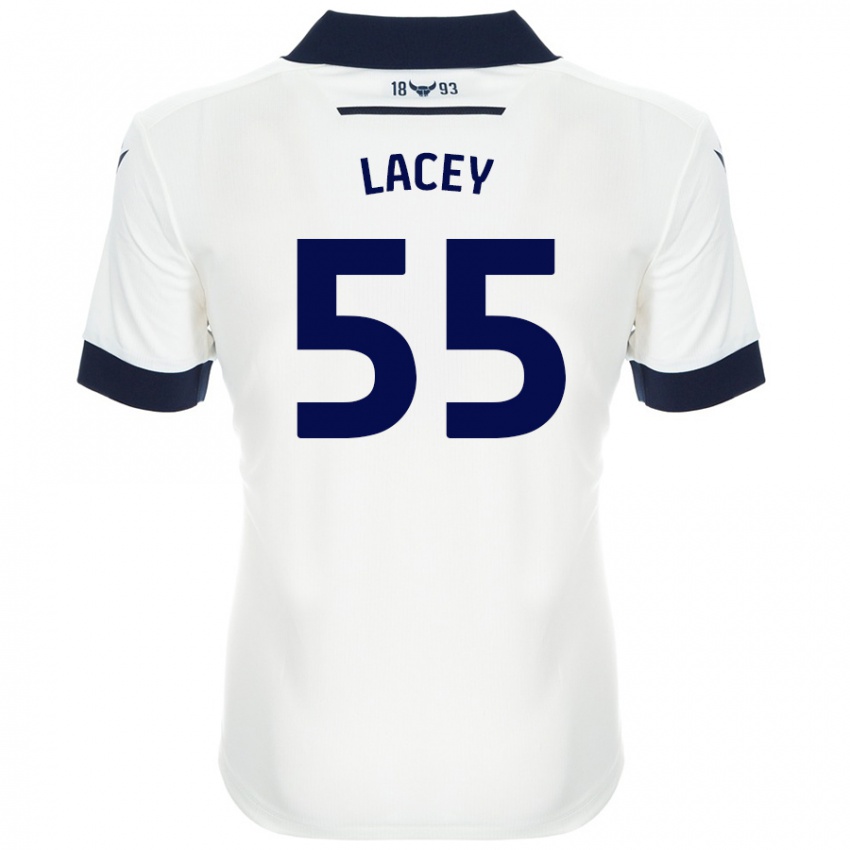 Bambino Maglia Aaron Lacey #55 Bianco Blu Navy Kit Gara Away 2024/25 Maglietta