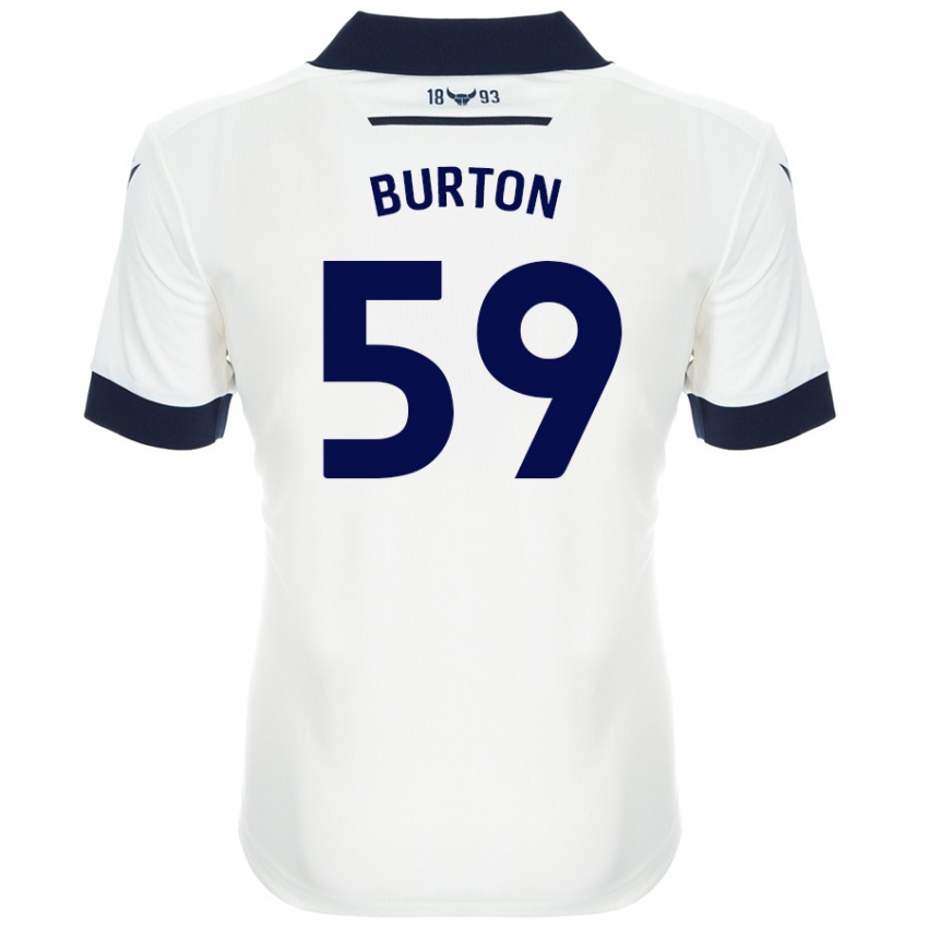 Bambino Maglia Kasway Burton #59 Bianco Blu Navy Kit Gara Away 2024/25 Maglietta