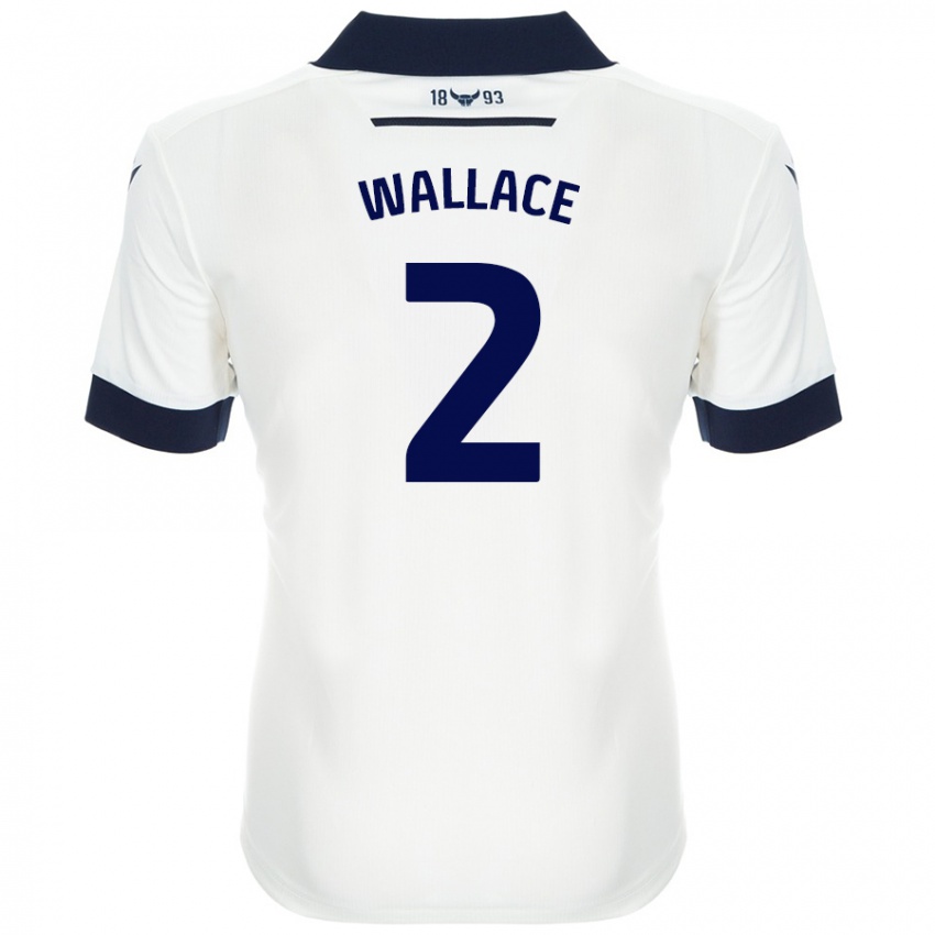 Bambino Maglia Emily Wallace #2 Bianco Blu Navy Kit Gara Away 2024/25 Maglietta