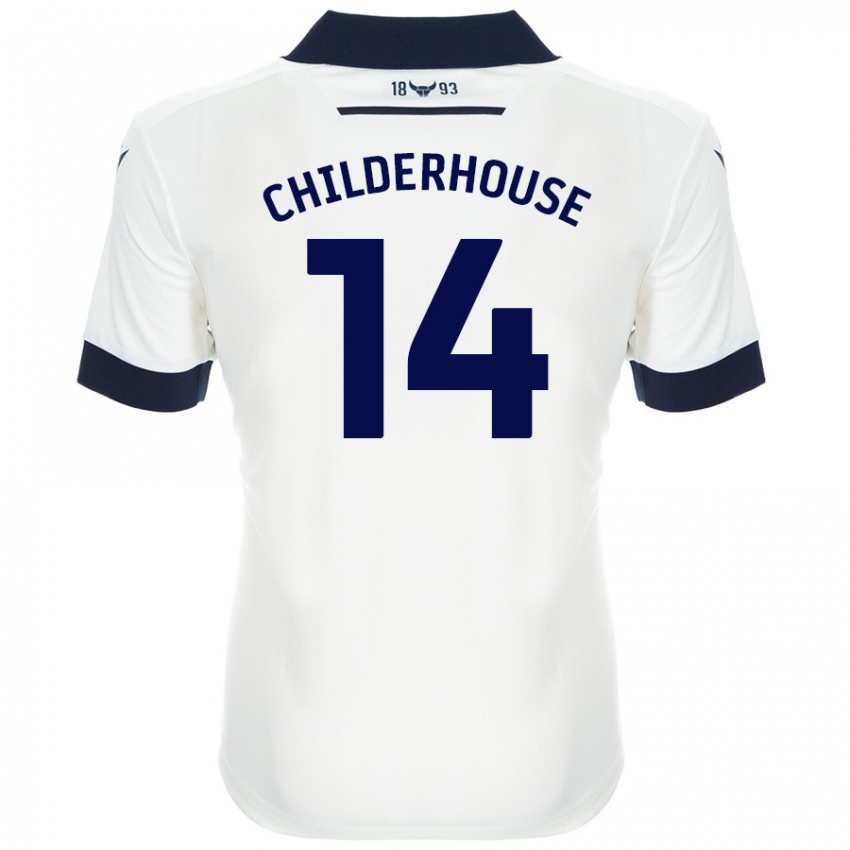 Bambino Maglia Molly Childerhouse #14 Bianco Blu Navy Kit Gara Away 2024/25 Maglietta