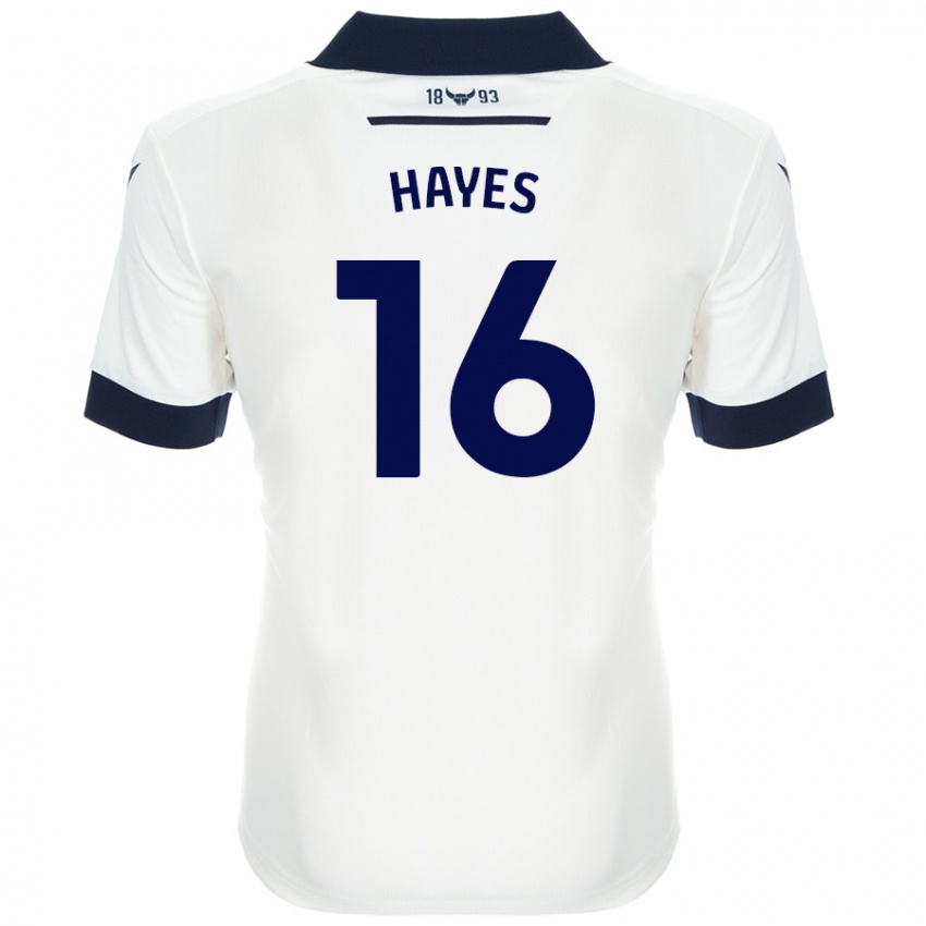 Bambino Maglia Georgia Hayes #16 Bianco Blu Navy Kit Gara Away 2024/25 Maglietta