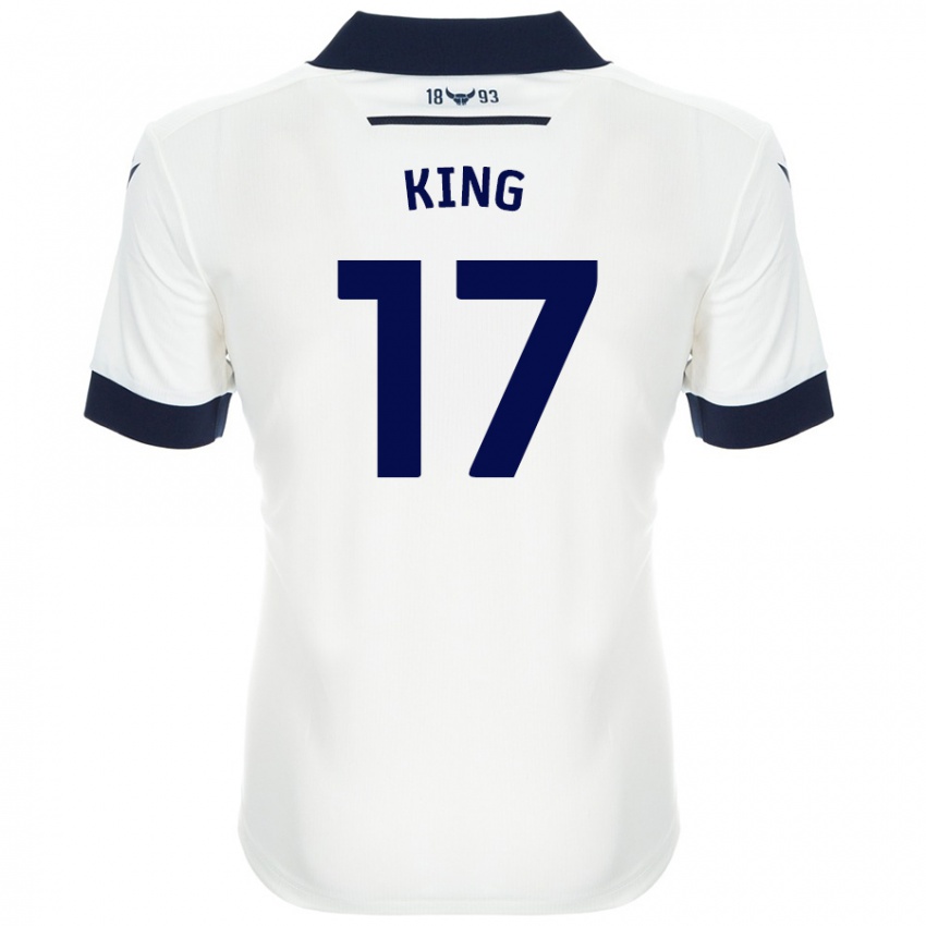 Bambino Maglia Sarah King #17 Bianco Blu Navy Kit Gara Away 2024/25 Maglietta