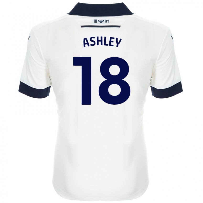 Bambino Maglia Alex Ashley #18 Bianco Blu Navy Kit Gara Away 2024/25 Maglietta