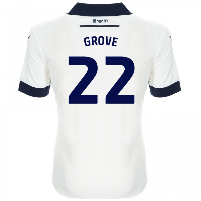 Bambino Maglia Jade Grove #22 Bianco Blu Navy Kit Gara Away 2024/25 Maglietta