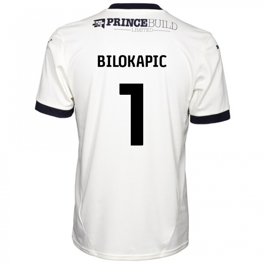 Bambino Maglia Nicholas Bilokapic #1 Bianco Sporco Nero Kit Gara Away 2024/25 Maglietta