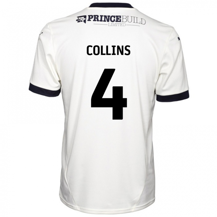 Bambino Maglia Archie Collins #4 Bianco Sporco Nero Kit Gara Away 2024/25 Maglietta