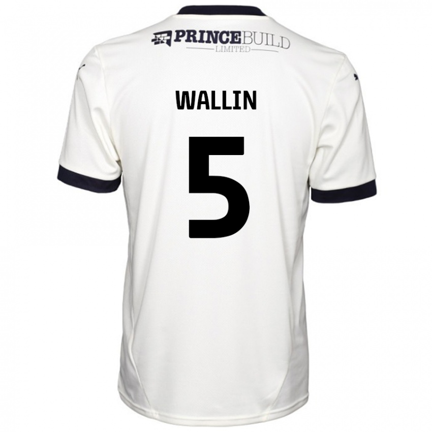 Bambino Maglia Oscar Wallin #5 Bianco Sporco Nero Kit Gara Away 2024/25 Maglietta