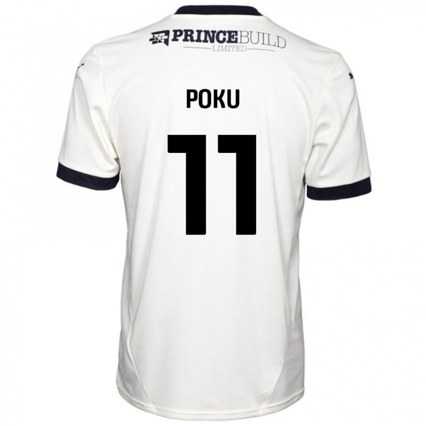 Bambino Maglia Kwame Poku #11 Bianco Sporco Nero Kit Gara Away 2024/25 Maglietta