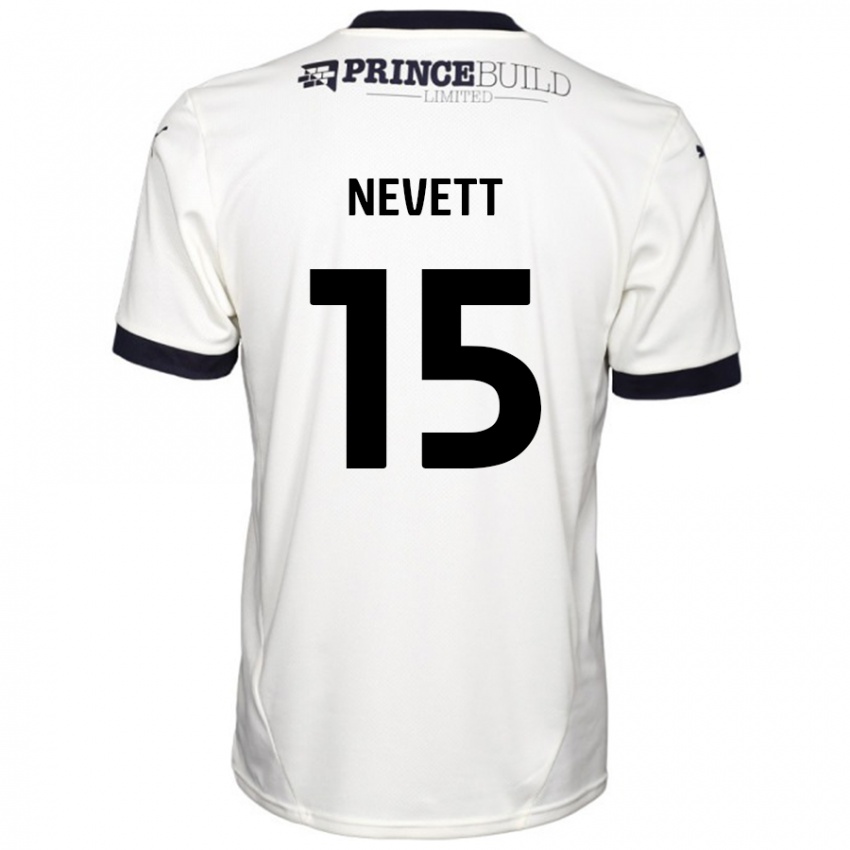 Bambino Maglia George Nevett #15 Bianco Sporco Nero Kit Gara Away 2024/25 Maglietta