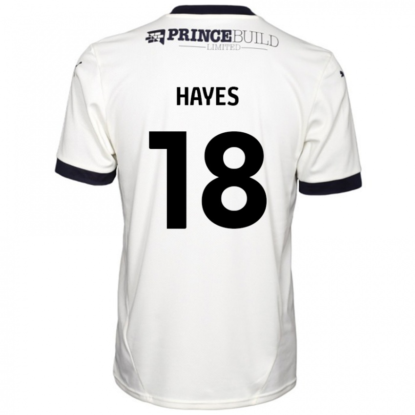 Bambino Maglia Cian Hayes #18 Bianco Sporco Nero Kit Gara Away 2024/25 Maglietta