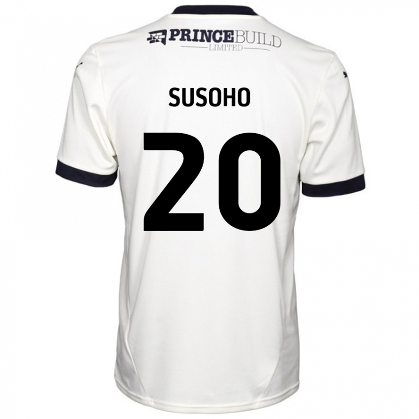 Bambino Maglia Mahamadou Susoho #20 Bianco Sporco Nero Kit Gara Away 2024/25 Maglietta