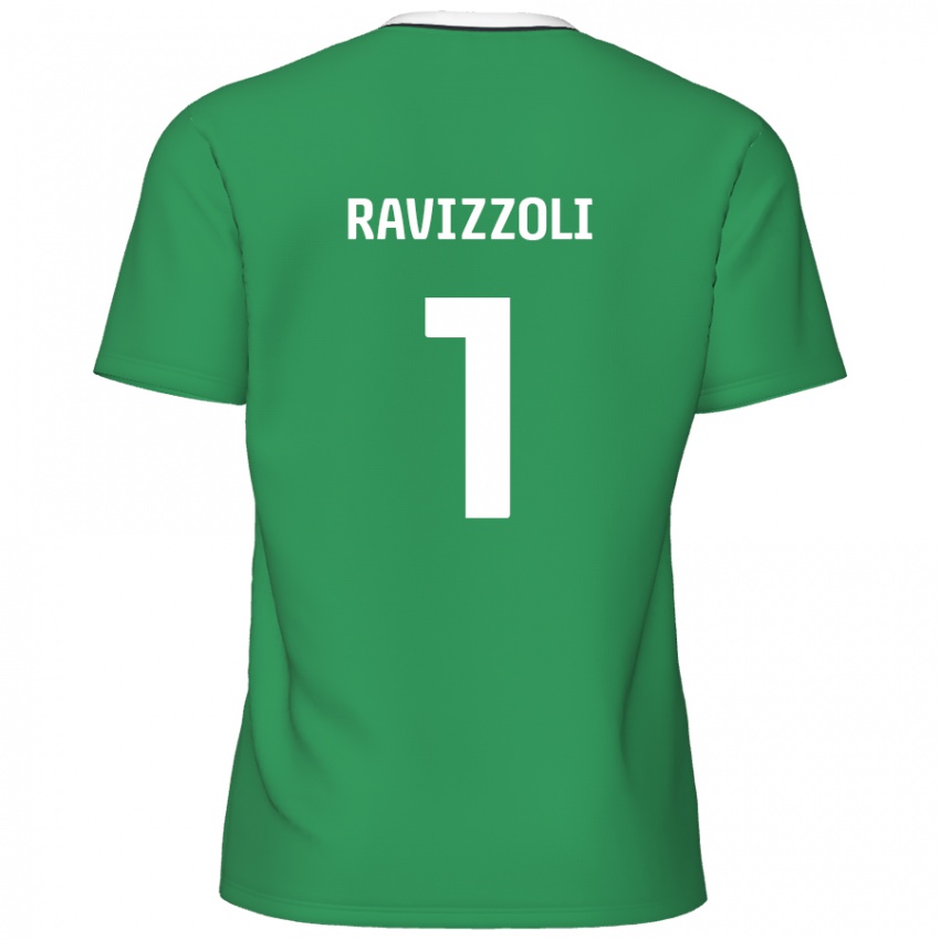 Bambino Maglia Franco Ravizzoli #1 Verde Strisce Bianche Kit Gara Away 2024/25 Maglietta