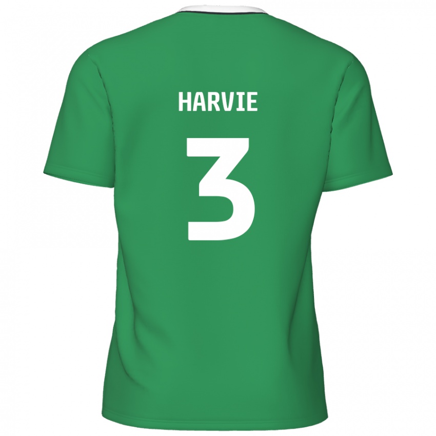 Bambino Maglia Daniel Harvie #3 Verde Strisce Bianche Kit Gara Away 2024/25 Maglietta