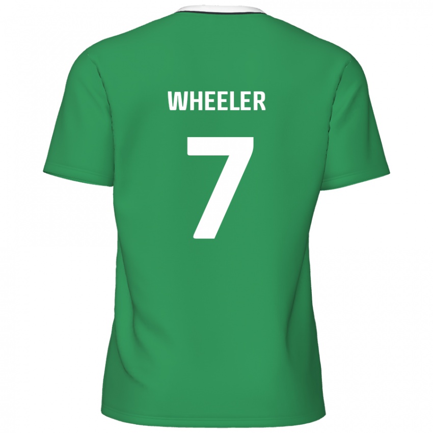 Bambino Maglia David Wheeler #7 Verde Strisce Bianche Kit Gara Away 2024/25 Maglietta