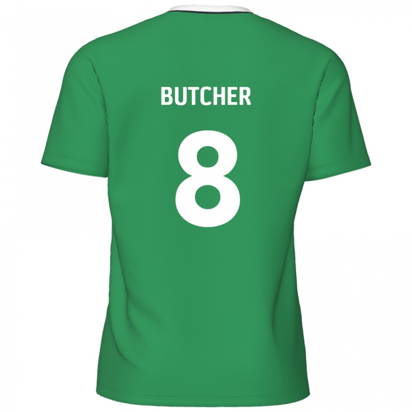 Bambino Maglia Matt Butcher #8 Verde Strisce Bianche Kit Gara Away 2024/25 Maglietta