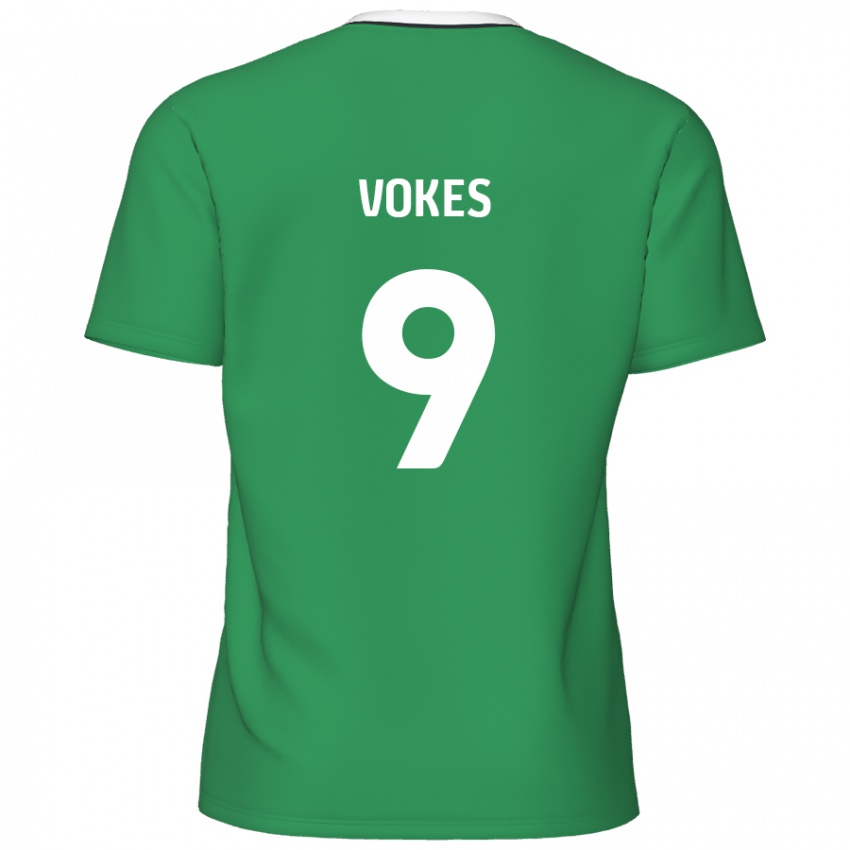 Bambino Maglia Sam Vokes #9 Verde Strisce Bianche Kit Gara Away 2024/25 Maglietta