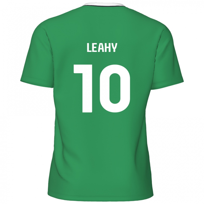 Bambino Maglia Luke Leahy #10 Verde Strisce Bianche Kit Gara Away 2024/25 Maglietta