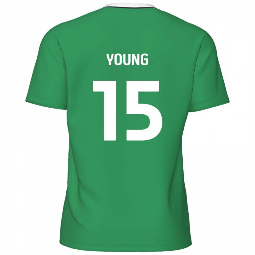 Bambino Maglia Jack Young #15 Verde Strisce Bianche Kit Gara Away 2024/25 Maglietta