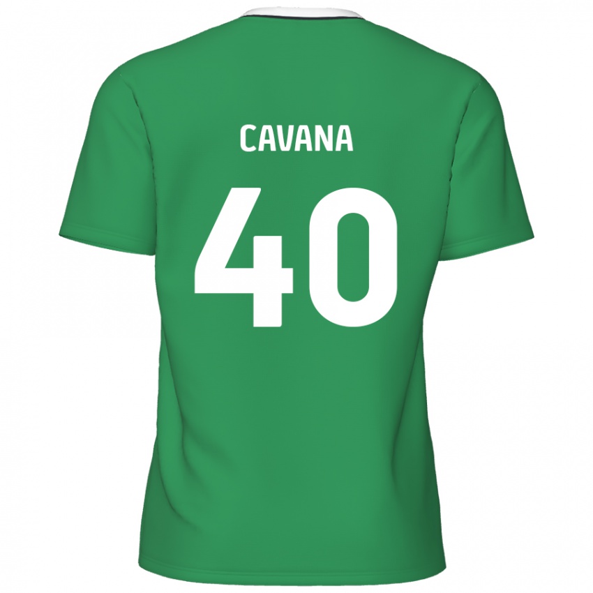 Bambino Maglia Max Cavana #40 Verde Strisce Bianche Kit Gara Away 2024/25 Maglietta