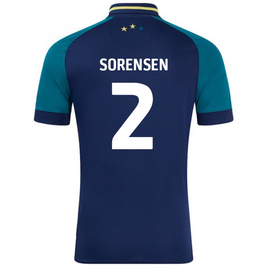 Bambino Maglia Lasse Sörensen #2 Blu Navy Verde Scuro Kit Gara Away 2024/25 Maglietta