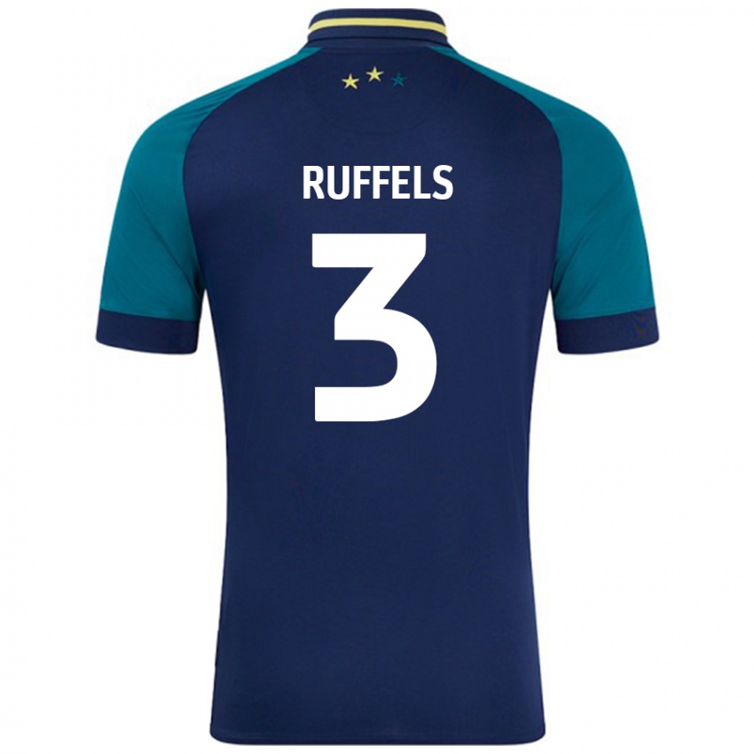 Bambino Maglia Josh Ruffels #3 Blu Navy Verde Scuro Kit Gara Away 2024/25 Maglietta