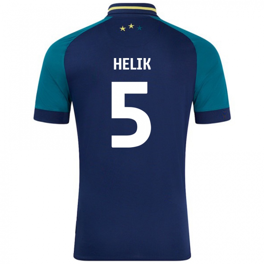 Bambino Maglia Michal Helik #5 Blu Navy Verde Scuro Kit Gara Away 2024/25 Maglietta