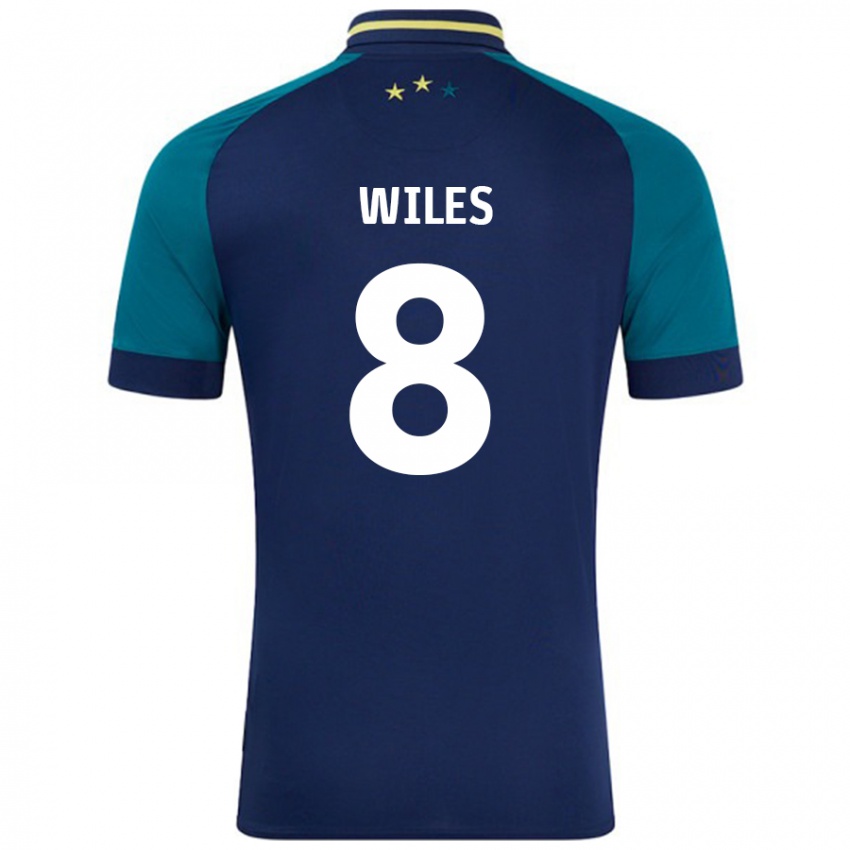 Bambino Maglia Ben Wiles #8 Blu Navy Verde Scuro Kit Gara Away 2024/25 Maglietta