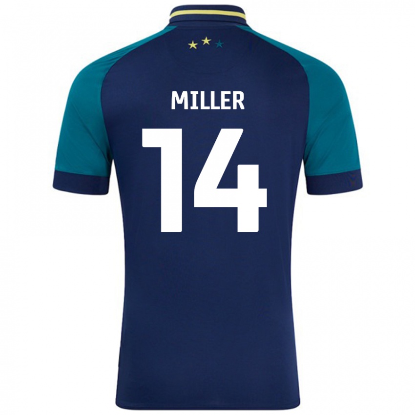 Bambino Maglia Mickel Miller #14 Blu Navy Verde Scuro Kit Gara Away 2024/25 Maglietta