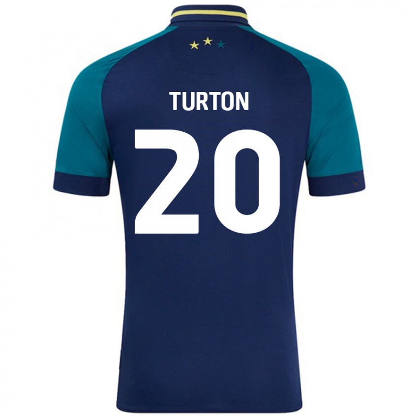 Bambino Maglia Ollie Turton #20 Blu Navy Verde Scuro Kit Gara Away 2024/25 Maglietta