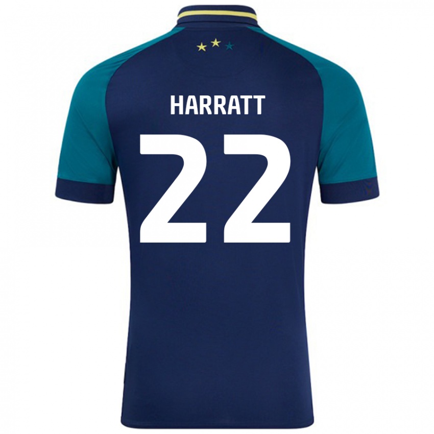 Bambino Maglia Kian Harratt #22 Blu Navy Verde Scuro Kit Gara Away 2024/25 Maglietta