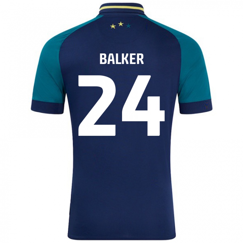 Bambino Maglia Radinio Balker #24 Blu Navy Verde Scuro Kit Gara Away 2024/25 Maglietta