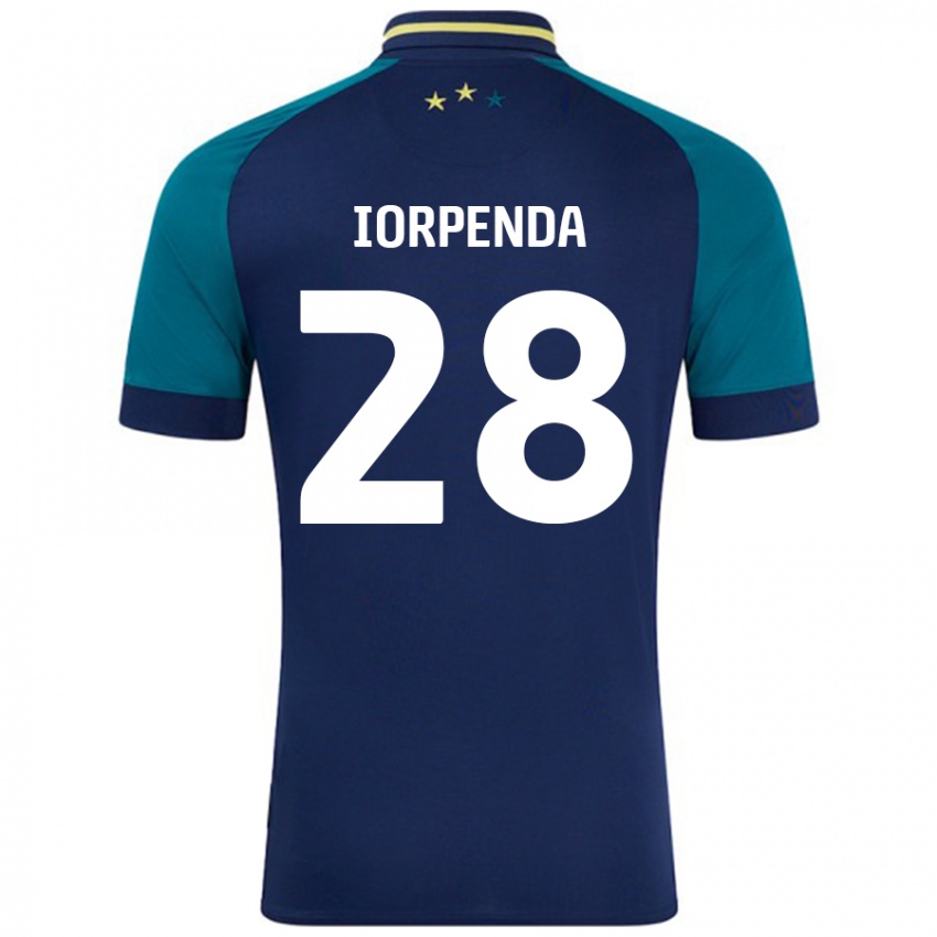 Bambino Maglia Tom Iorpenda #28 Blu Navy Verde Scuro Kit Gara Away 2024/25 Maglietta