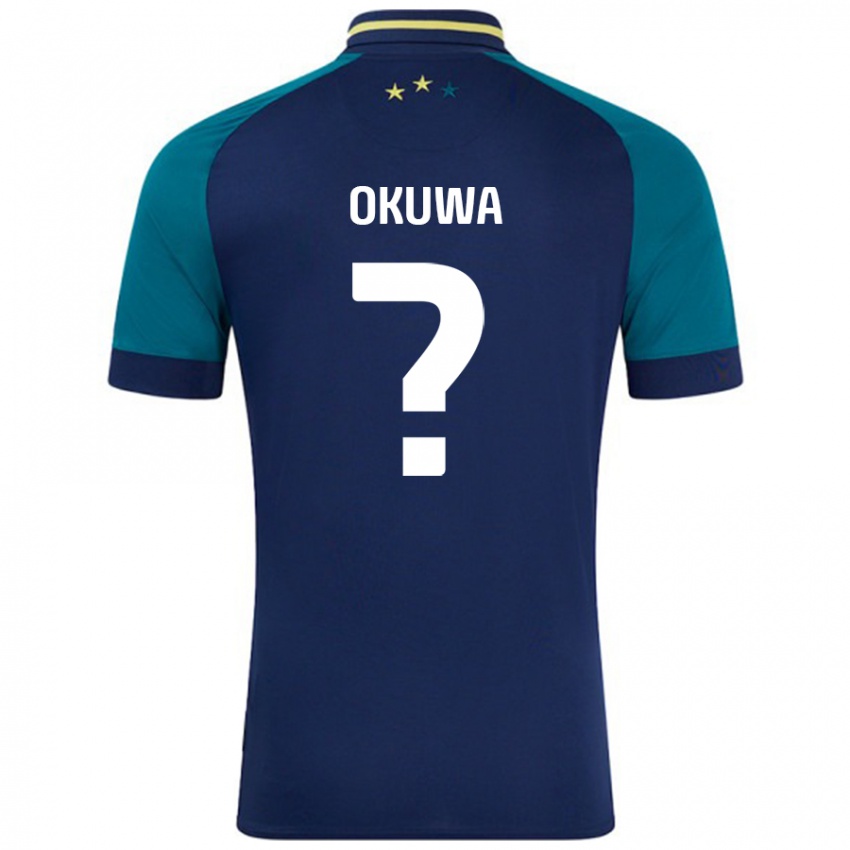 Bambino Maglia Temi Okuwa #0 Blu Navy Verde Scuro Kit Gara Away 2024/25 Maglietta