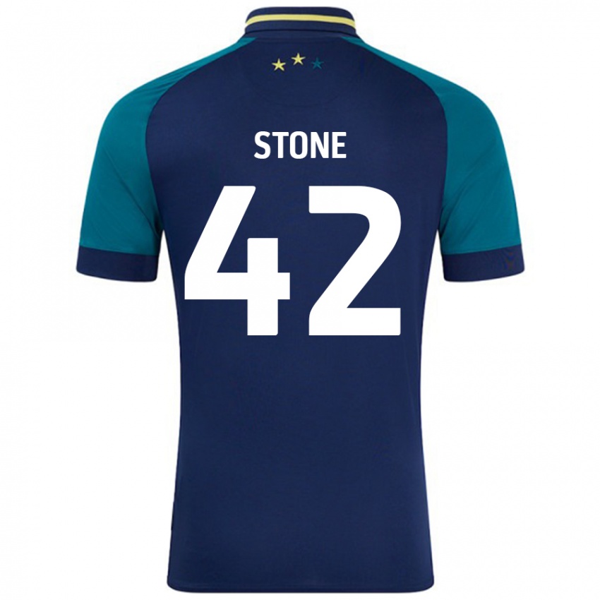 Bambino Maglia Michael Stone #42 Blu Navy Verde Scuro Kit Gara Away 2024/25 Maglietta