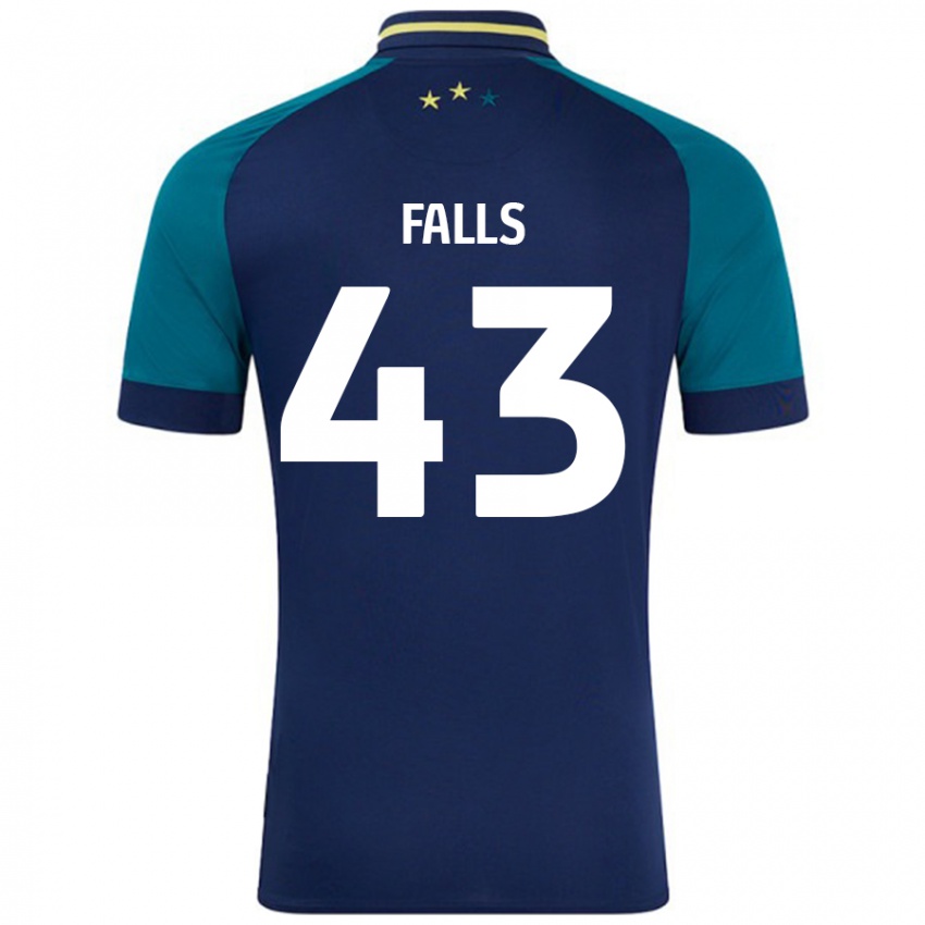 Bambino Maglia Conor Falls #43 Blu Navy Verde Scuro Kit Gara Away 2024/25 Maglietta