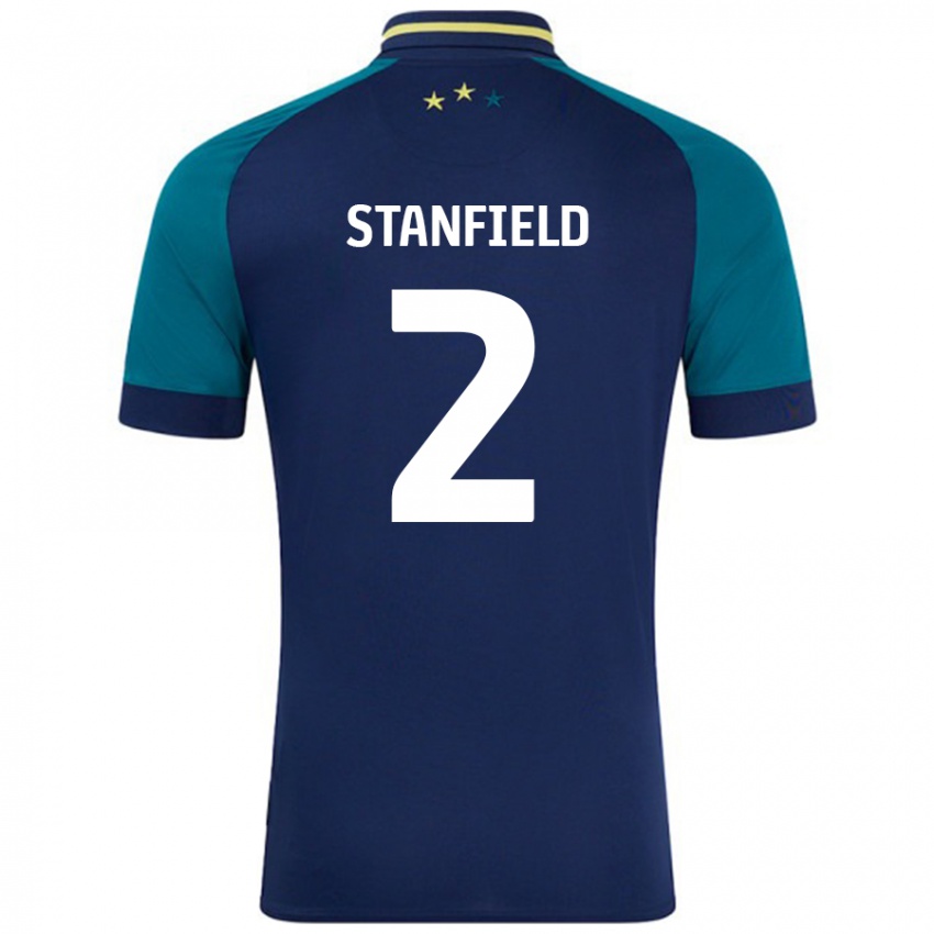 Bambino Maglia Beth Stanfield #2 Blu Navy Verde Scuro Kit Gara Away 2024/25 Maglietta