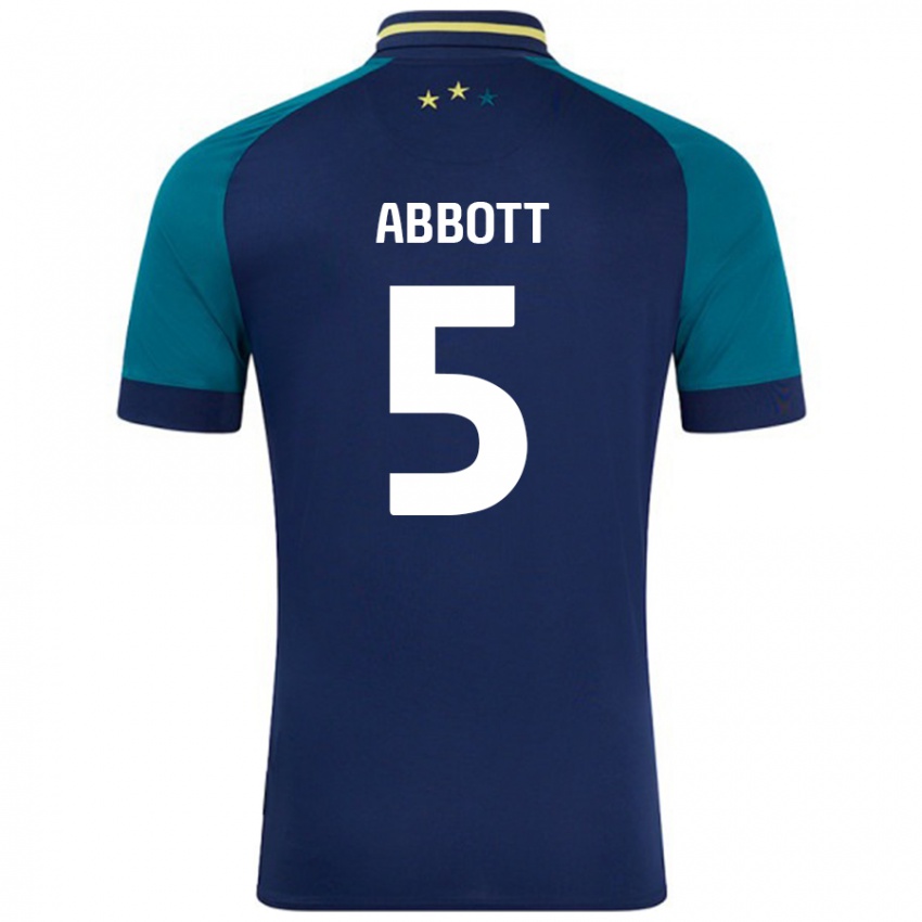 Bambino Maglia Vicky Abbott #5 Blu Navy Verde Scuro Kit Gara Away 2024/25 Maglietta