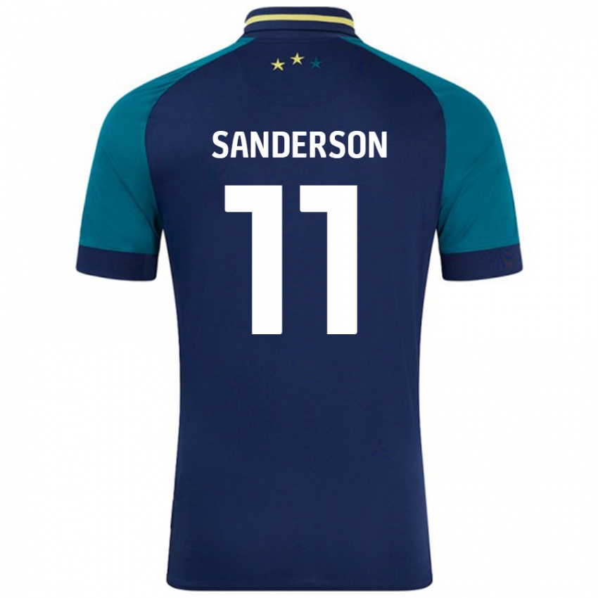 Bambino Maglia Brittany Sanderson #11 Blu Navy Verde Scuro Kit Gara Away 2024/25 Maglietta