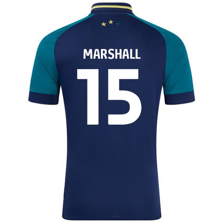 Bambino Maglia Georgia Marshall #15 Blu Navy Verde Scuro Kit Gara Away 2024/25 Maglietta