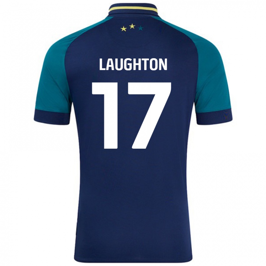 Bambino Maglia Zoe Laughton #17 Blu Navy Verde Scuro Kit Gara Away 2024/25 Maglietta