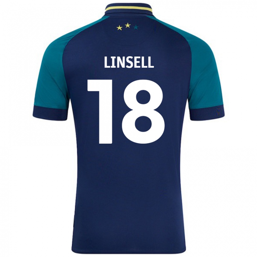 Bambino Maglia Alice Linsell #18 Blu Navy Verde Scuro Kit Gara Away 2024/25 Maglietta