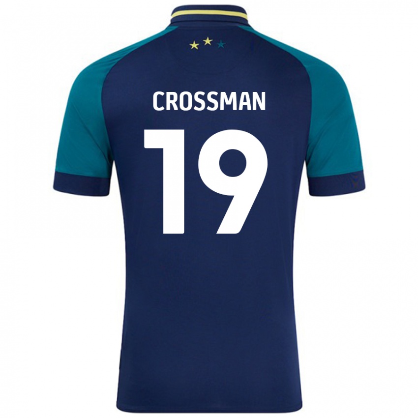 Bambino Maglia Paige Crossman #19 Blu Navy Verde Scuro Kit Gara Away 2024/25 Maglietta