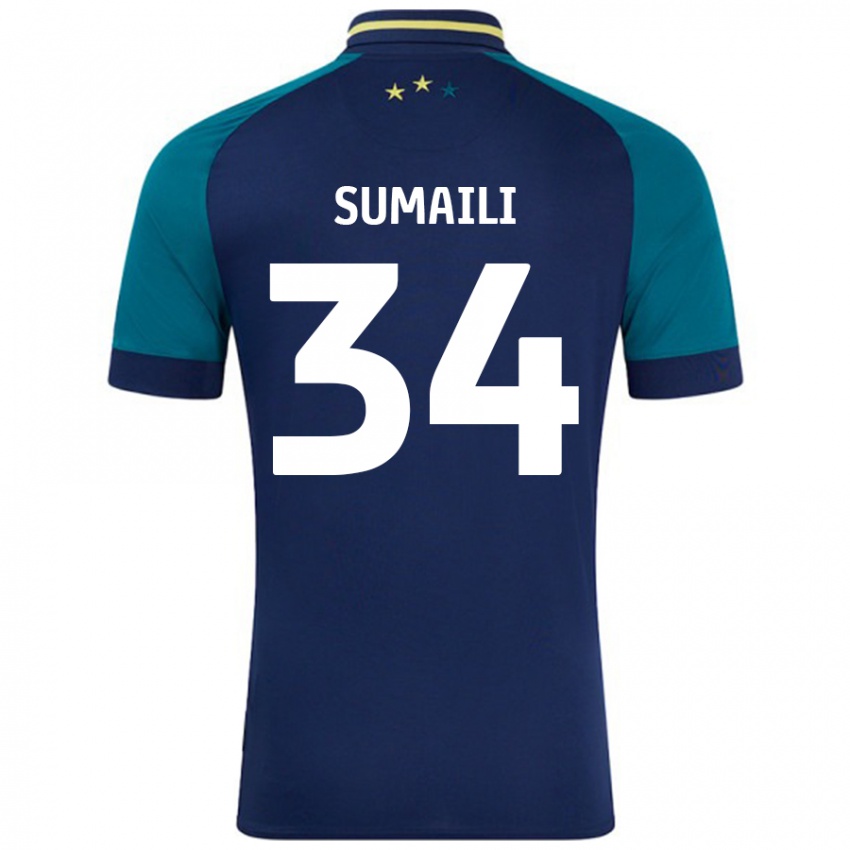 Bambino Maglia Falone Sumaili #34 Blu Navy Verde Scuro Kit Gara Away 2024/25 Maglietta